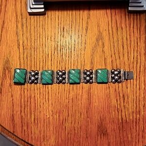 Vintage Siver and Mexican Jade bracelet